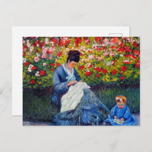 Monet moeder en kind in de tuin briefkaart (Voorkant / Achterkant)