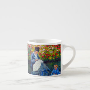 Monet moeder en kind in de tuin espresso kop
