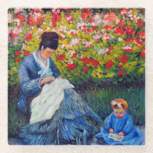 Monet moeder en kind in de tuin glazen onderzetter (Voorkant)