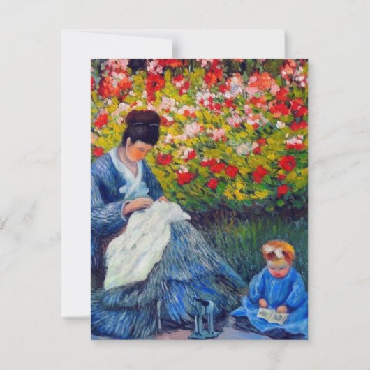 Monet moeder en kind in de tuin kaart (Voorkant)