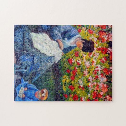 Monet moeder en kind in de tuin legpuzzel (Horizontaal)