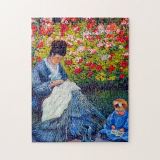 Monet moeder en kind in de tuin legpuzzel (Verticaal)
