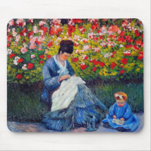 Monet moeder en kind in de tuin muismat