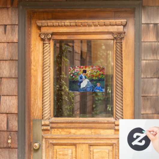 Monet moeder en kind in de tuin raamsticker (Huis Deur)