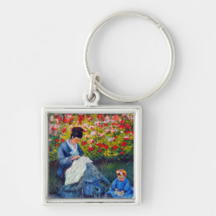 Monet moeder en kind in de tuin sleutelhanger