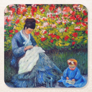 Monet Moeder en Kind in Onderzetters in de tuin