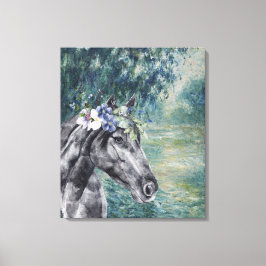 Monet Morning Seine en Black Horse Compilation Canvas Afdruk
