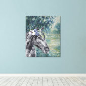Monet Morning Seine en Black Horse Compilation Canvas Afdruk (Insitu (Houten vloer))