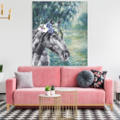 Monet Morning Seine en Black Horse Compilation Canvas Afdruk (Insitu (Woonkamer))