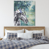 Monet Morning Seine en Black Horse Compilation Canvas Afdruk (Insitu (Slaapkamer))