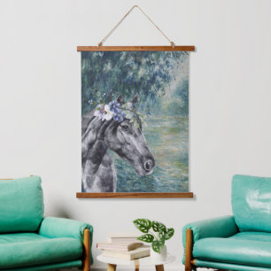 Monet Morning Seine en Black Horse Compilation Hangend Wandkleed