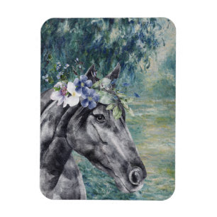 Monet Morning Seine en Black Horse Magneet
