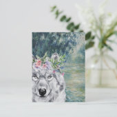 Monet Morning Seine en Gray Wolf Briefkaart (Staand voorkant)