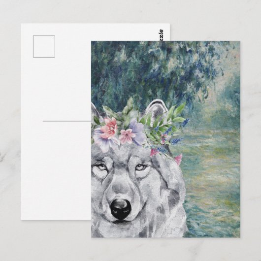 Monet Morning Seine en Gray Wolf Briefkaart (Voorkant / Achterkant)