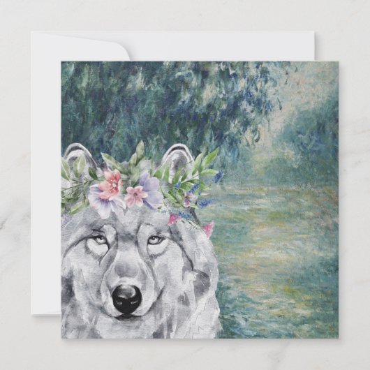 Monet Morning Seine en Gray Wolf Wenskaart (Voorkant)