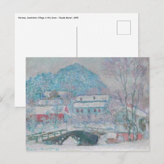 Monet - Noorwegen, het dorp Sandviken in de sneeuw Briefkaart (Voorkant / Achterkant)