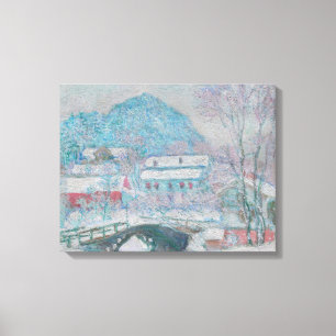 Monet - Noorwegen, het dorp Sandviken in de sneeuw Canvas Afdruk
