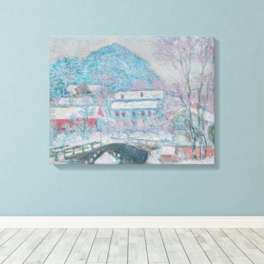 Monet - Noorwegen, het dorp Sandviken in de sneeuw Canvas Afdruk (Insitu (Houten vloer))