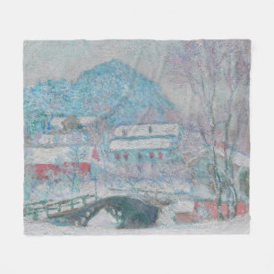 Monet - Noorwegen, het dorp Sandviken in de sneeuw Fleece Deken