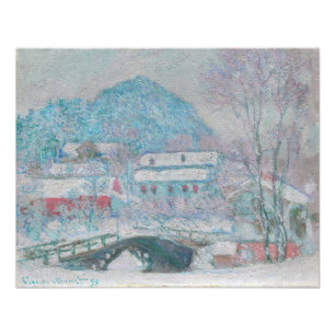 Monet - Noorwegen, het dorp Sandviken in de sneeuw Foto Afdruk