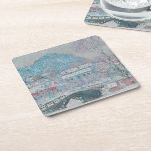 Monet - Noorwegen, het dorp Sandviken in de sneeuw Kartonnen Onderzetters (Schuin)