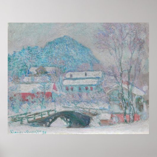 Monet - Noorwegen, het dorp Sandviken in de sneeuw Poster (Voorkant)