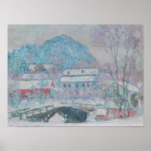 Monet - Noorwegen, het dorp Sandviken in de sneeuw Poster (Voorkant)