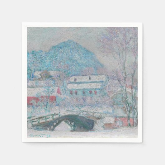 Monet - Noorwegen, het dorp Sandviken in de sneeuw Servet (Voorkant)