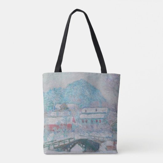 Monet - Noorwegen, het dorp Sandviken in de sneeuw Tote Bag (Achterkant)