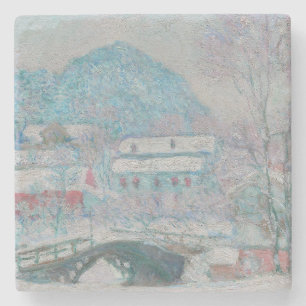 Monet - Noorwegen, Sandviken dorp in de sneeuw Stenen Onderzetter