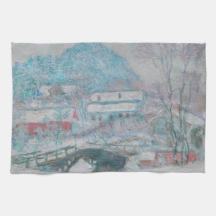 Monet - Noorwegen, Sandviken dorp in de sneeuw Theedoek