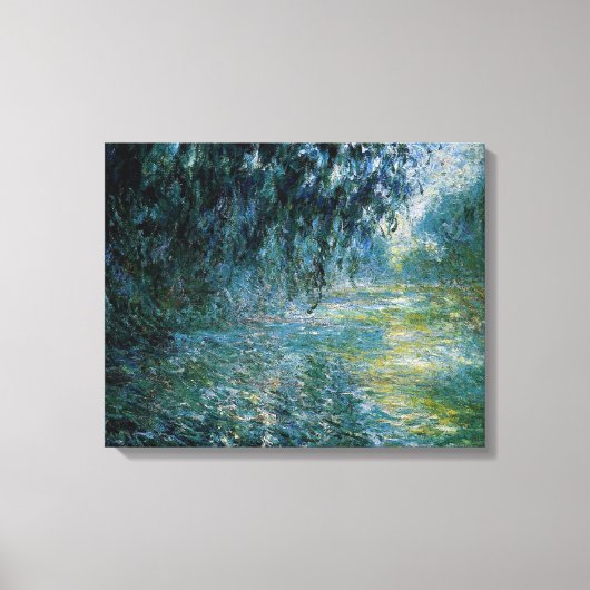 Monet - Ochtend op de Seine in de regen Canvas Afdruk (Voorkant)