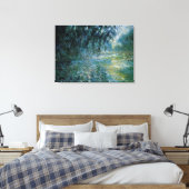 Monet - Ochtend op de Seine in de regen Canvas Afdruk (Insitu (Slaapkamer))