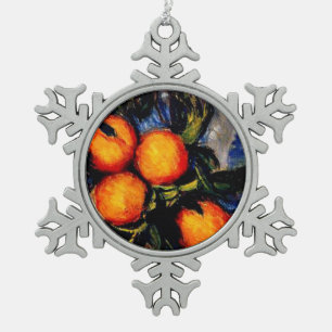 Monet - Oranje tak van de fruitteelt Tin Sneeuwvlok Ornament