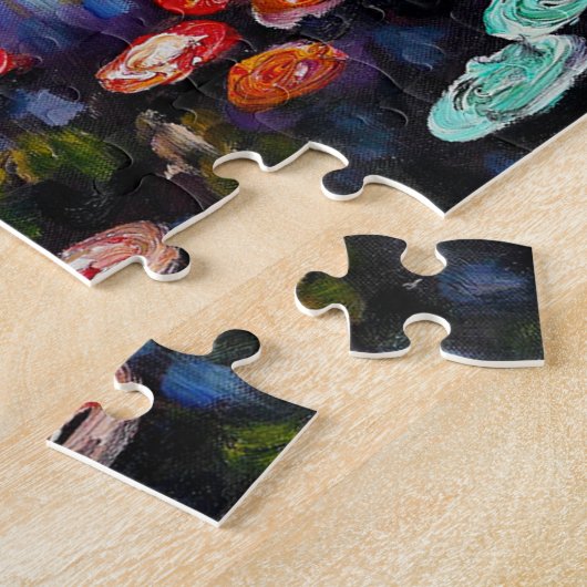 Monet Paars water Lilies Puzzle Legpuzzel (Zijkant)