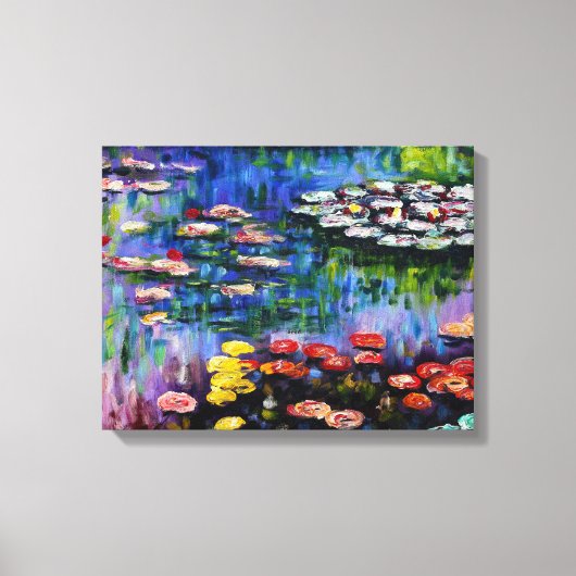 Monet Paarse waterlelies Canvas Afdruk (Voorkant)