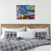 Monet Paarse waterlelies Canvas Afdruk (Insitu (Slaapkamer))