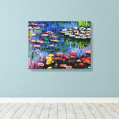 Monet Paarse waterlelies Canvas Afdruk (Insitu (Houten vloer))