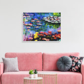 Monet Paarse waterlelies Canvas Afdruk (Insitu (Woonkamer))