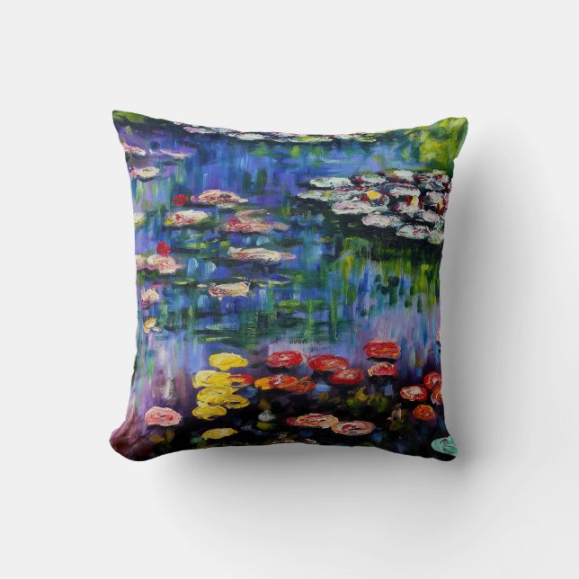Monet Paarse waterlelies Pillow Kussen (Voorkant)