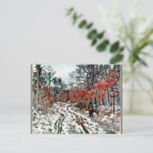 Monet - Pad door het bos, sneeuweffect Briefkaart (Staand voorkant)