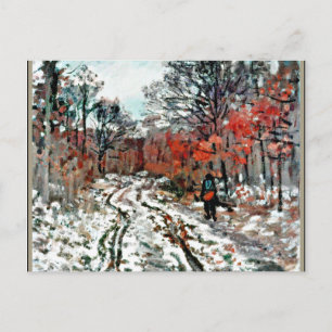 Monet - Pad door het bos, sneeuweffect Briefkaart