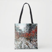 Monet - Pad door het bos, sneeuweffect Tote Bag (Voorkant)