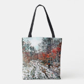 Monet - Pad door het bos, sneeuweffect Tote Bag (Achterkant)