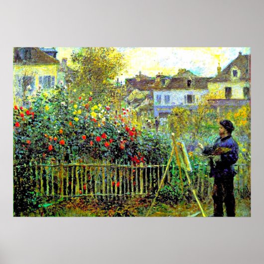 Monet Painting in his Garden at Argenteuil Poster (Voorkant)