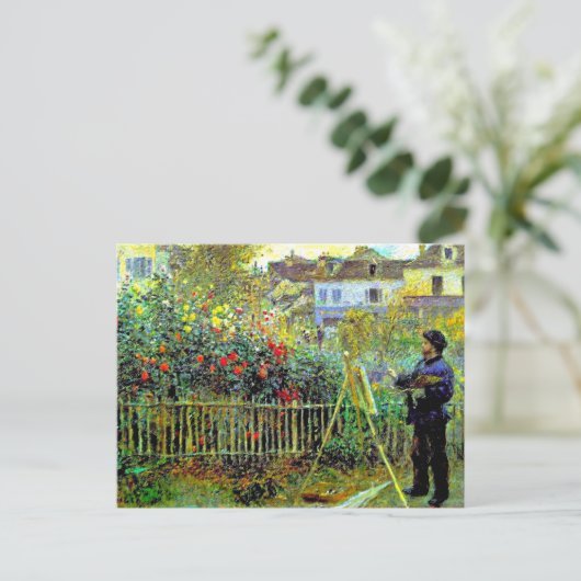 Monet Painting in zijn tuin Briefkaart (Staand voorkant)