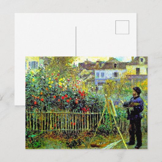 Monet Painting in zijn tuin Briefkaart (Voorkant / Achterkant)