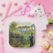 Monet Painting in zijn tuin in Argenteuil Papieren Bordje (Feest)