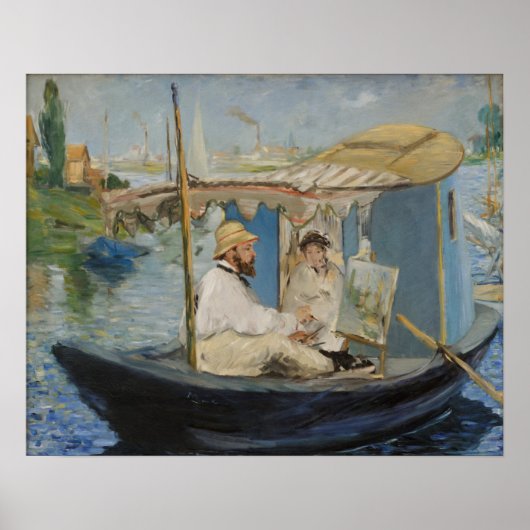 Monet Painting op zijn Studio Boat door Manet Poster (Voorkant)