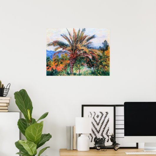 Monet - Palmboom in Bordighera, Poster (Thuiskantoor)